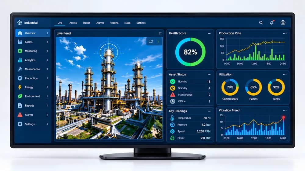 Industrial dashboard for asset health, alerts and operational visibility